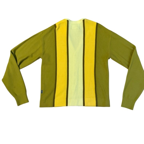 Awake NY Men's Wool Striped Yellow Cardigan Size XL - Picture 6 of 7